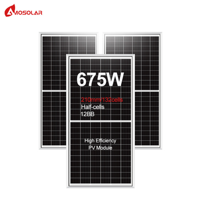 Amosolar Half Cut Mono 645w 650w 655w 660w 665w 670w 675w Panneau solaire pour le toit