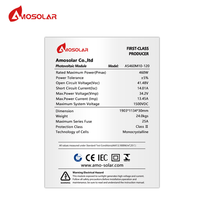 Panneau solaire monocristallin 48V 450w 460w pour les commandes OEM