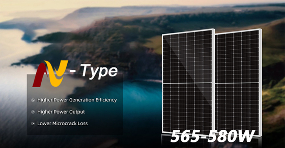 Panneaux solaires de type N à demi-cellule mono 550w 575W 580W 590W pour toit et boîte de jonction IP68