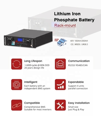 48v 100Ah 200Ah batterie au lithium fer phosphate avec BMS intelligent pour les besoins de grande capacité