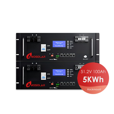 Amosolar 48V 51.2V 100AH 200AH batterie au lithium-ion montée sur le rack