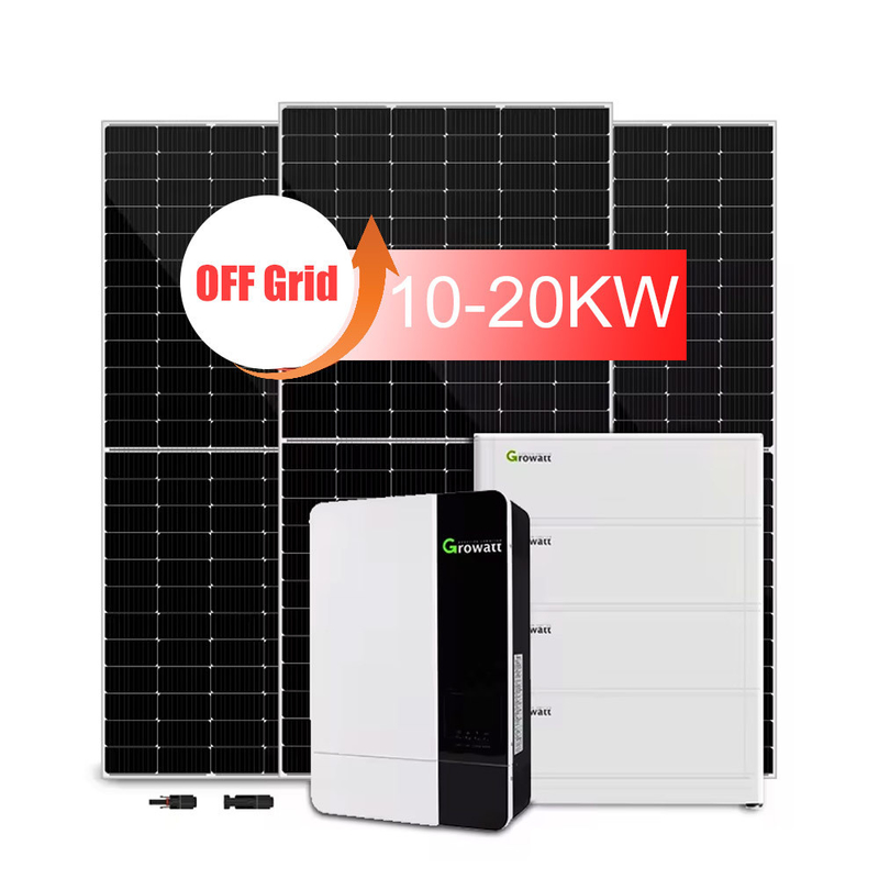 Système d'énergie solaire hors réseau de 10 kW/20 kW avec batterie au plomb et panneau monocristallin