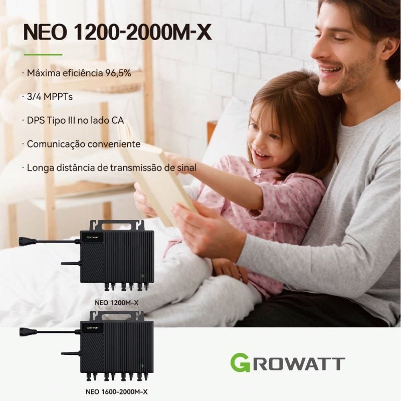 Système hybride portable ip65 pour balcon avec micro-onduleur solaire Growatt-800w-2400w-3000w